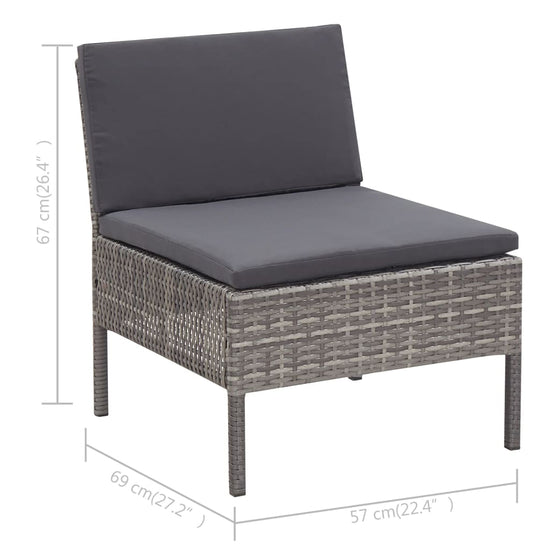 3-delige Loungeset met kussens poly rattan grijs MeubelReus