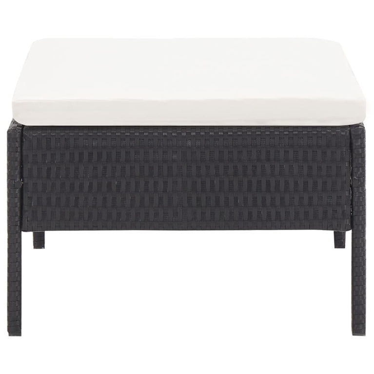 3-delige Loungeset met kussens poly rattan zwart MeubelReus