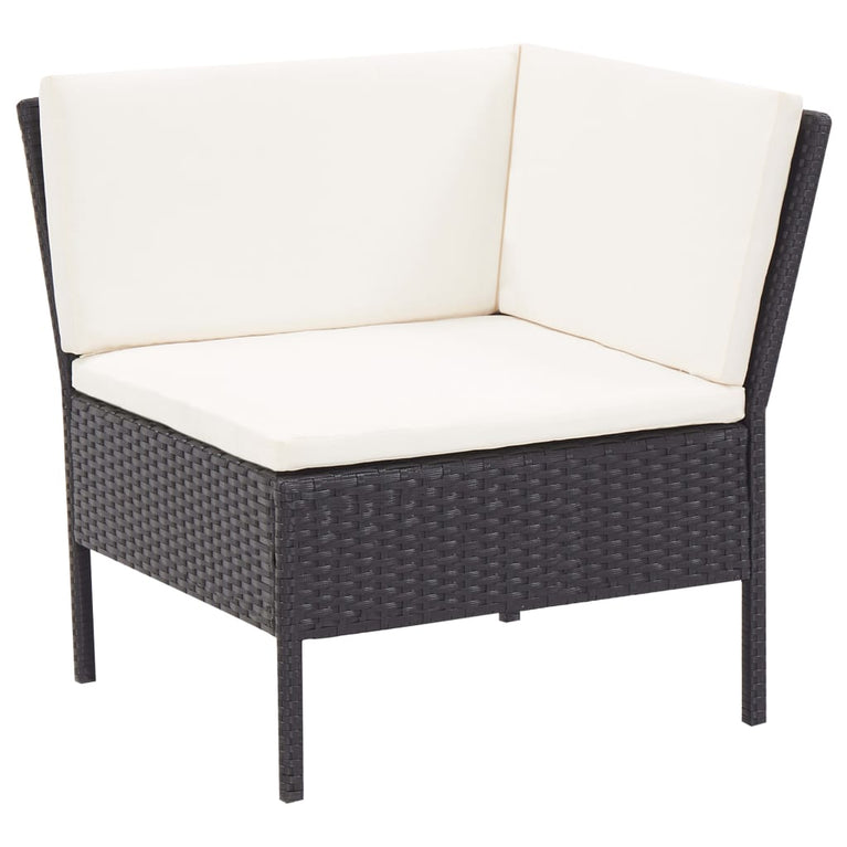 3-delige Loungeset met kussens poly rattan zwart MeubelReus