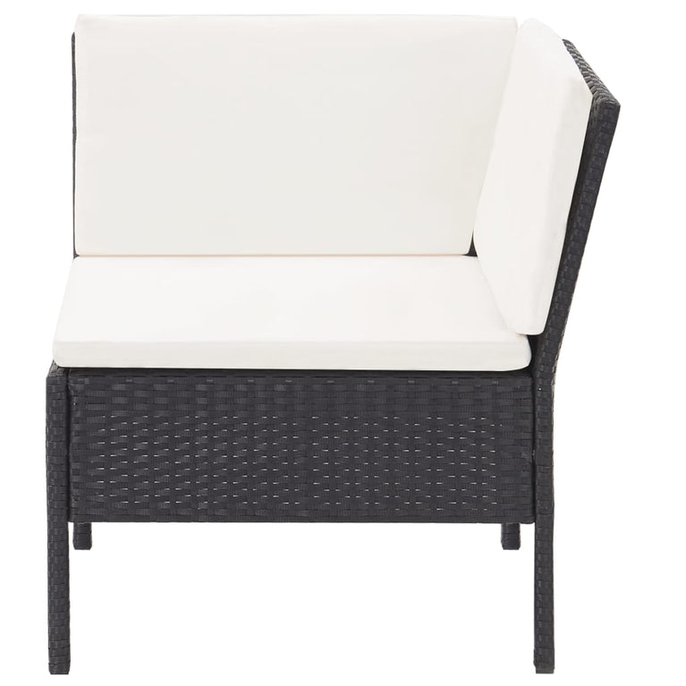 3-delige Loungeset met kussens poly rattan zwart MeubelReus