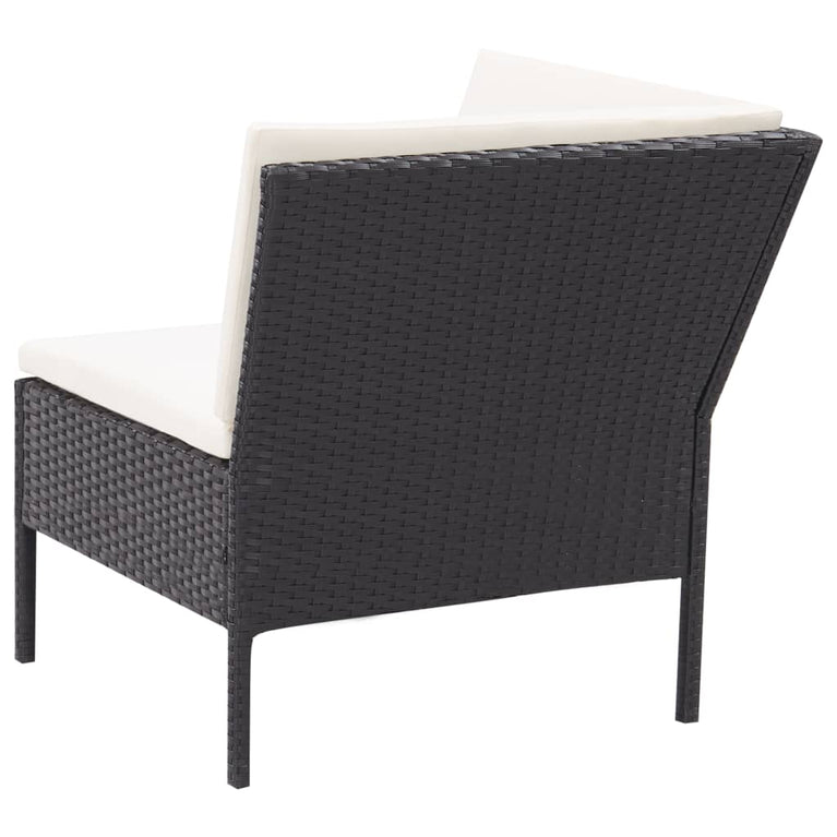 3-delige Loungeset met kussens poly rattan zwart MeubelReus