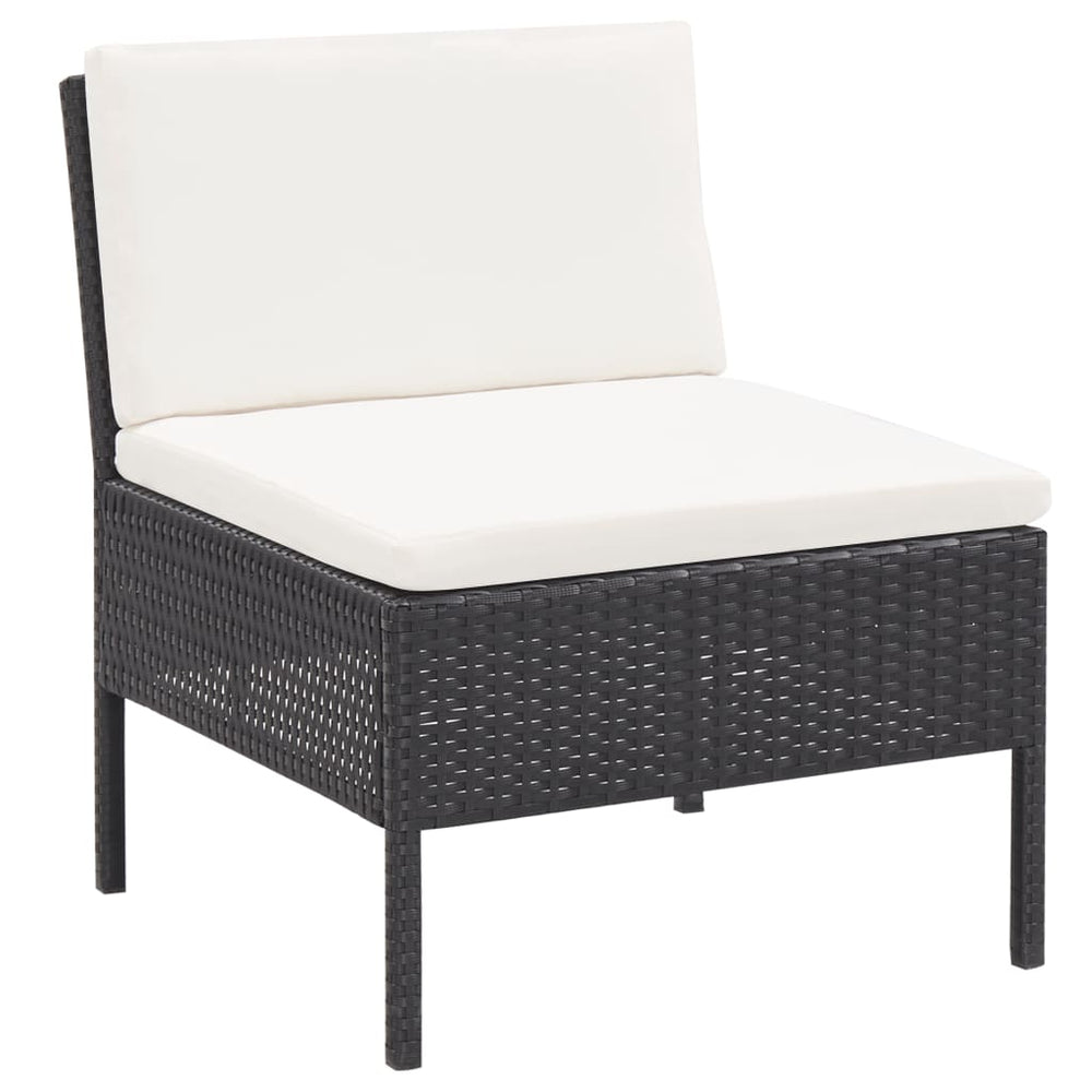 3-delige Loungeset met kussens poly rattan zwart MeubelReus