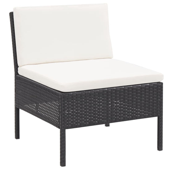 3-delige Loungeset met kussens poly rattan zwart MeubelReus