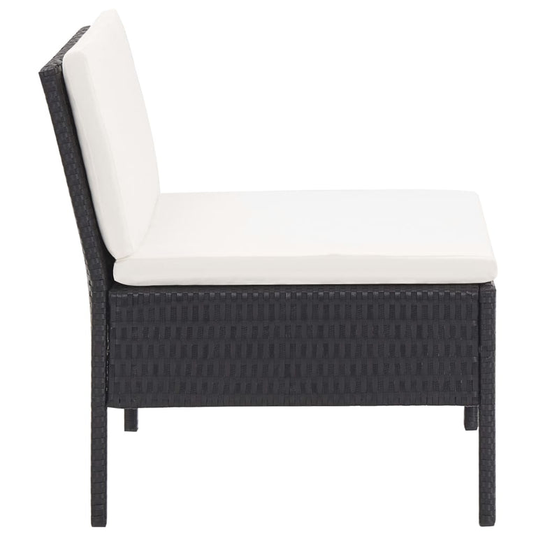3-delige Loungeset met kussens poly rattan zwart MeubelReus