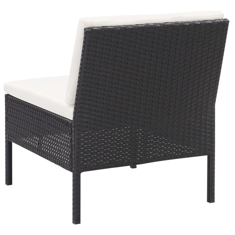 3-delige Loungeset met kussens poly rattan zwart MeubelReus