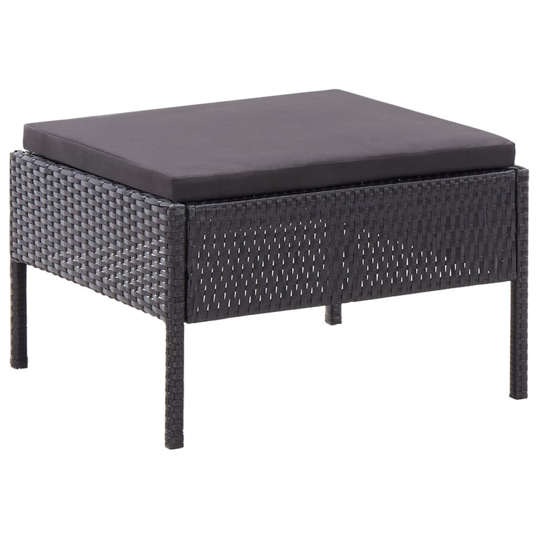 3-delige Loungeset met kussens poly rattan zwart MeubelReus