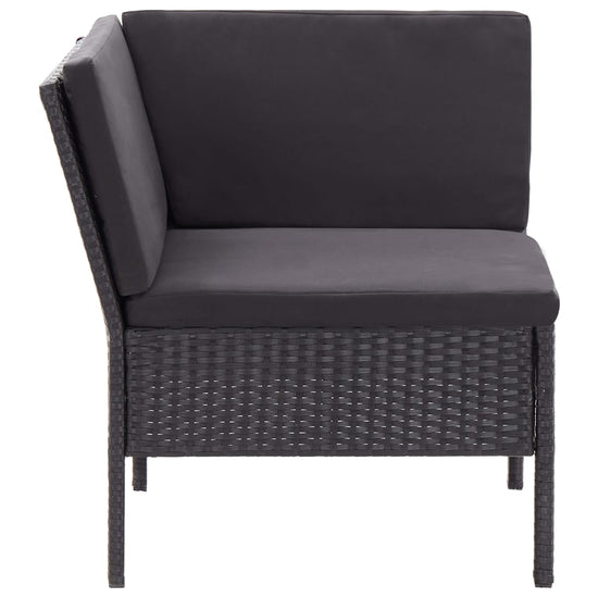 3-delige Loungeset met kussens poly rattan zwart MeubelReus
