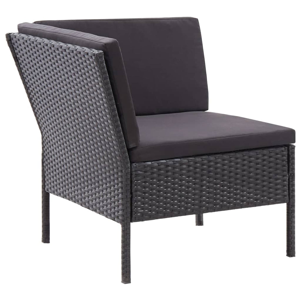 3-delige Loungeset met kussens poly rattan zwart MeubelReus