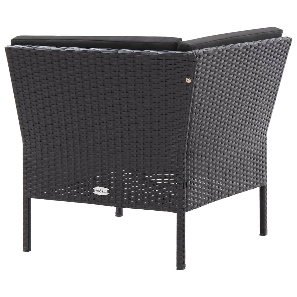 3-delige Loungeset met kussens poly rattan zwart MeubelReus