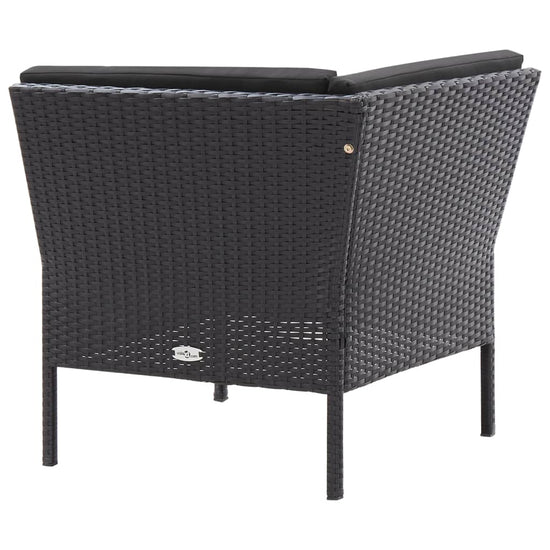 3-delige Loungeset met kussens poly rattan zwart MeubelReus