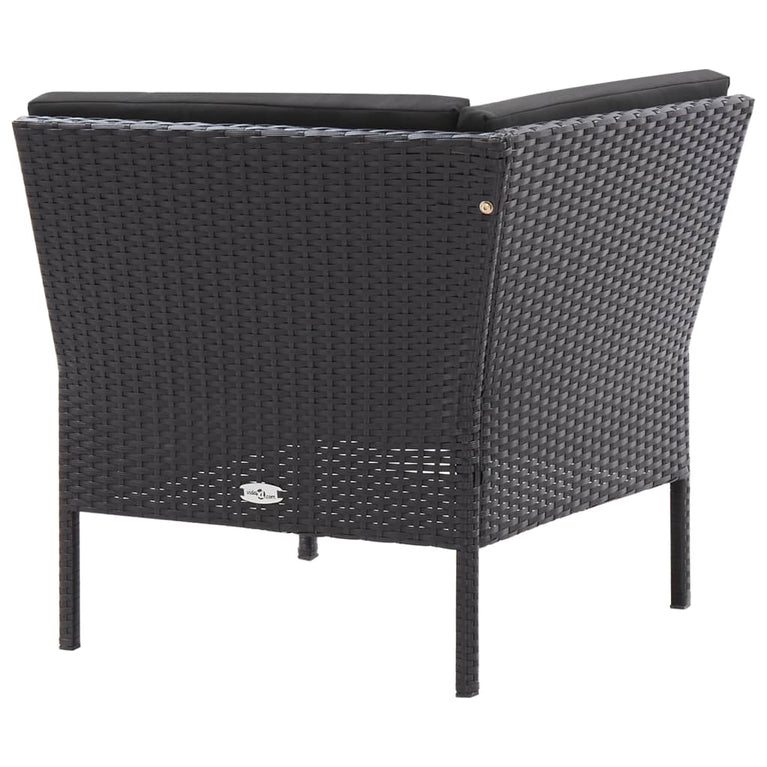 3-delige Loungeset met kussens poly rattan zwart MeubelReus