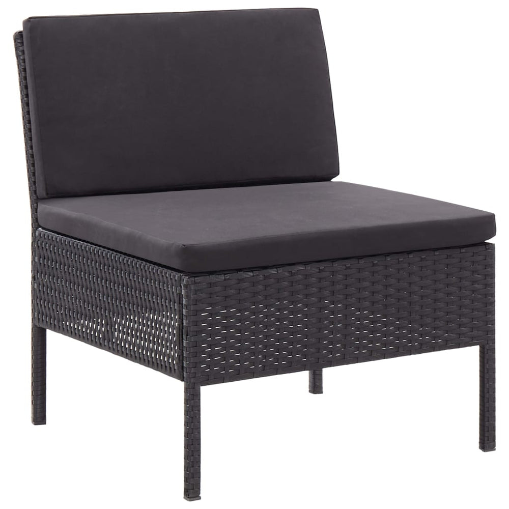 3-delige Loungeset met kussens poly rattan zwart MeubelReus