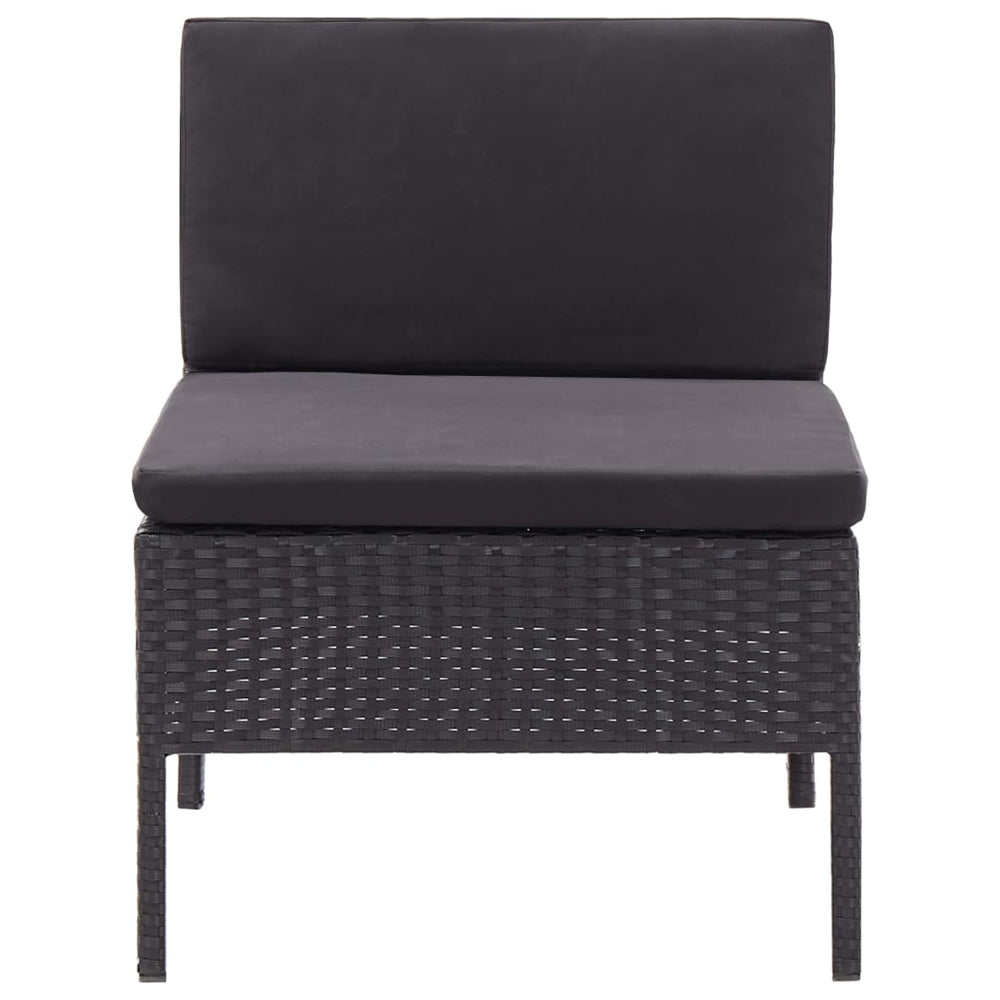 3-delige Loungeset met kussens poly rattan zwart MeubelReus