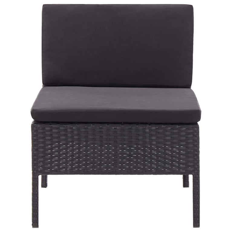 3-delige Loungeset met kussens poly rattan zwart MeubelReus