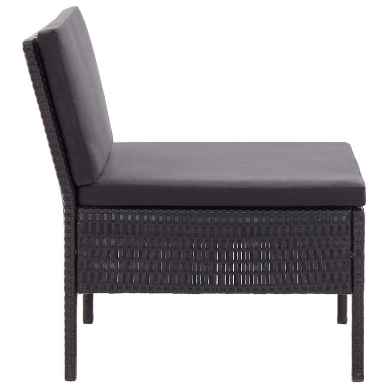 3-delige Loungeset met kussens poly rattan zwart MeubelReus