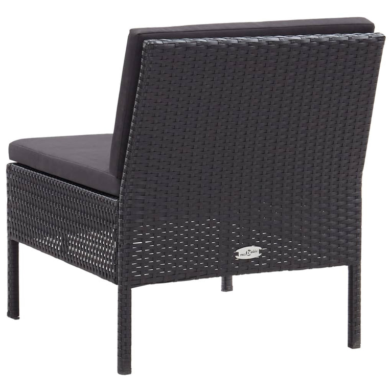 3-delige Loungeset met kussens poly rattan zwart MeubelReus