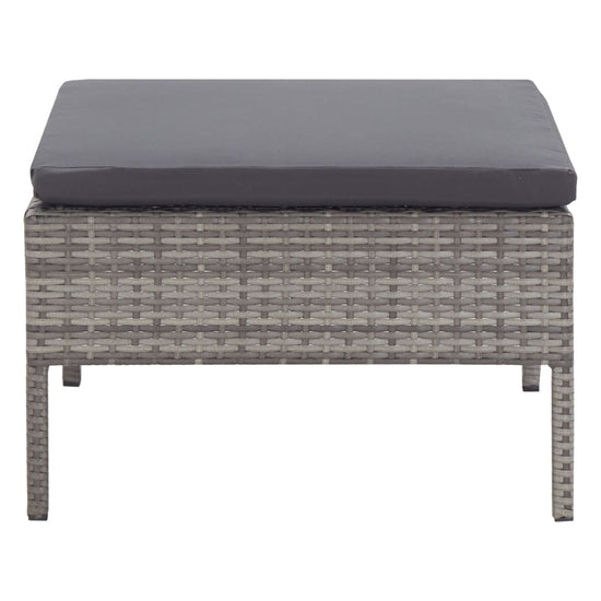 3-delige Loungeset met kussens poly rattan grijs MeubelReus