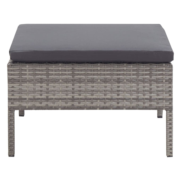 3-delige Loungeset met kussens poly rattan grijs MeubelReus