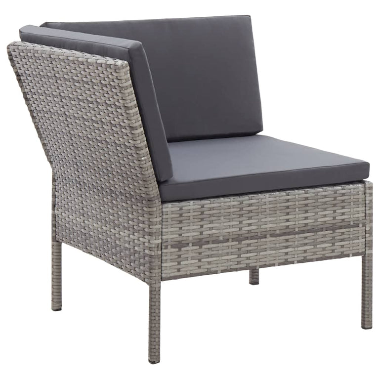3-delige Loungeset met kussens poly rattan grijs MeubelReus
