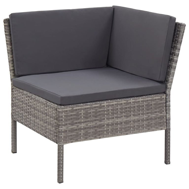 3-delige Loungeset met kussens poly rattan grijs MeubelReus