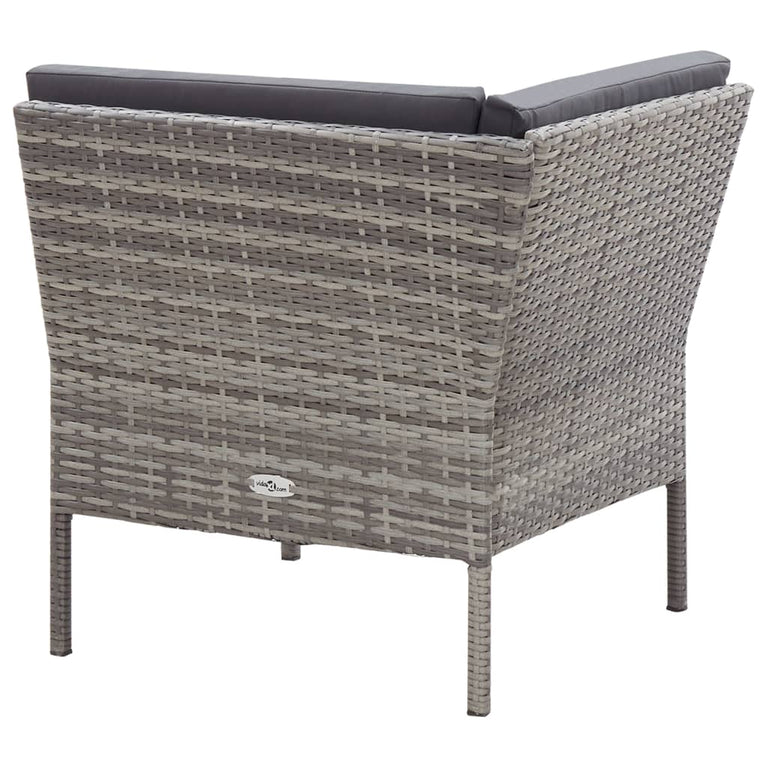 3-delige Loungeset met kussens poly rattan grijs MeubelReus