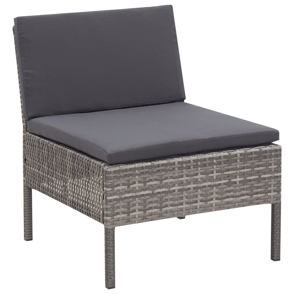 3-delige Loungeset met kussens poly rattan grijs MeubelReus