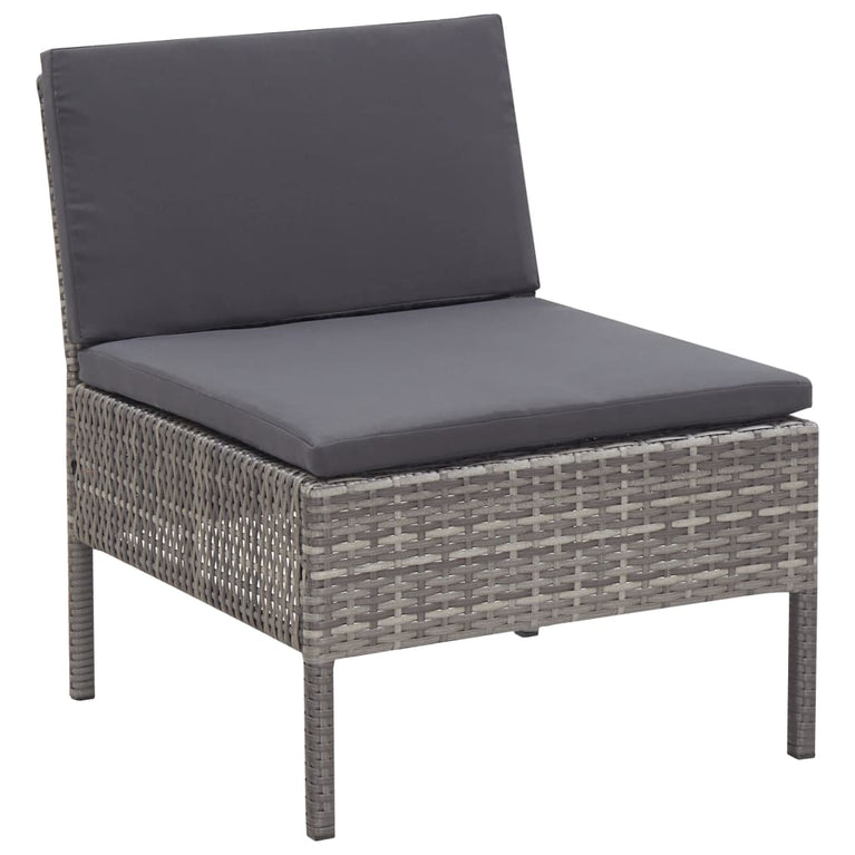 3-delige Loungeset met kussens poly rattan grijs MeubelReus