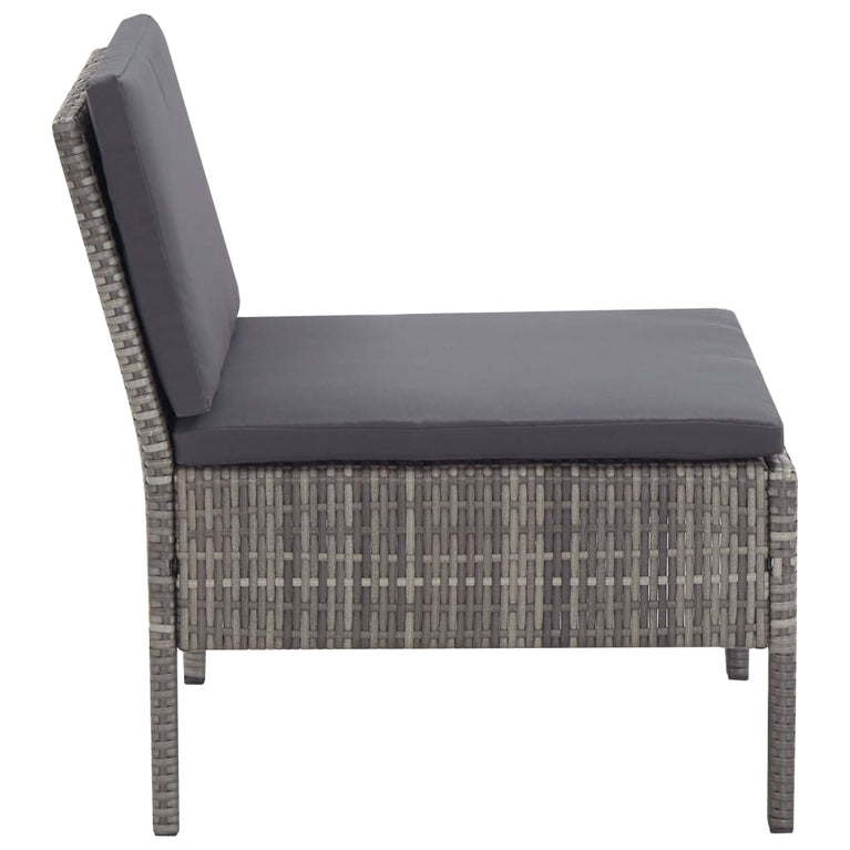 3-delige Loungeset met kussens poly rattan grijs MeubelReus