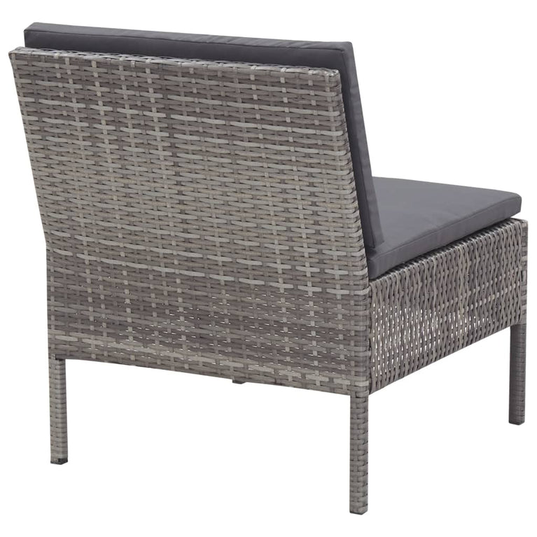 3-delige Loungeset met kussens poly rattan grijs MeubelReus