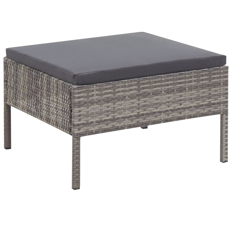 3-delige Loungeset met kussens poly rattan grijs MeubelReus