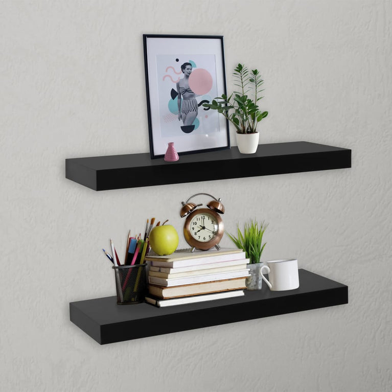 Wandplanken zwevend 2 st 40x20x3,8 cm zwart MeubelReus