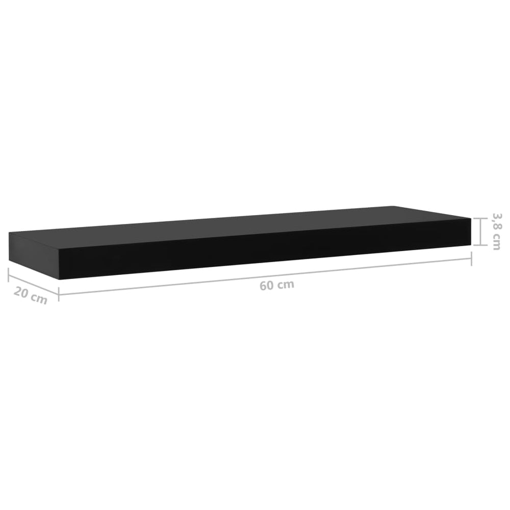 Wandschappen zwevend 2 st 60x20x3,8 cm zwart MeubelReus