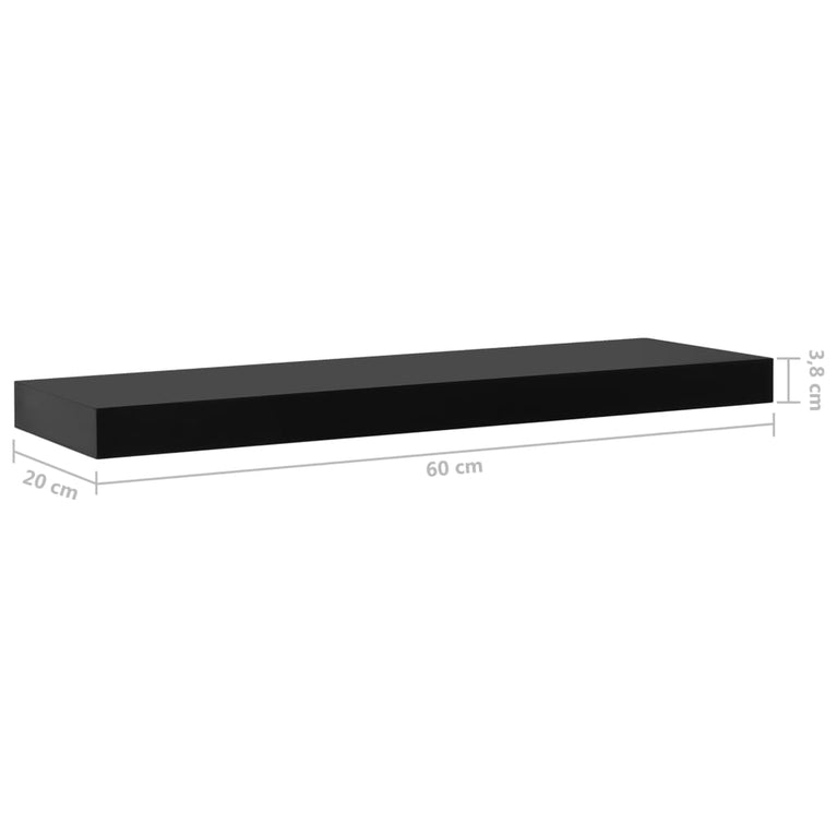 Wandschappen zwevend 2 st 60x20x3,8 cm zwart MeubelReus