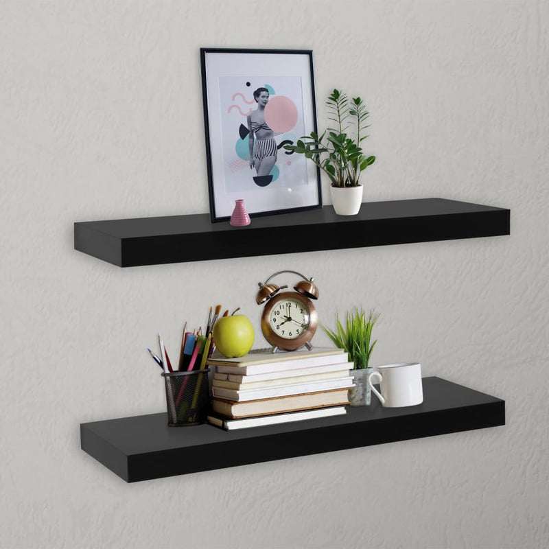Wandschappen zwevend 2 st 60x20x3,8 cm zwart MeubelReus