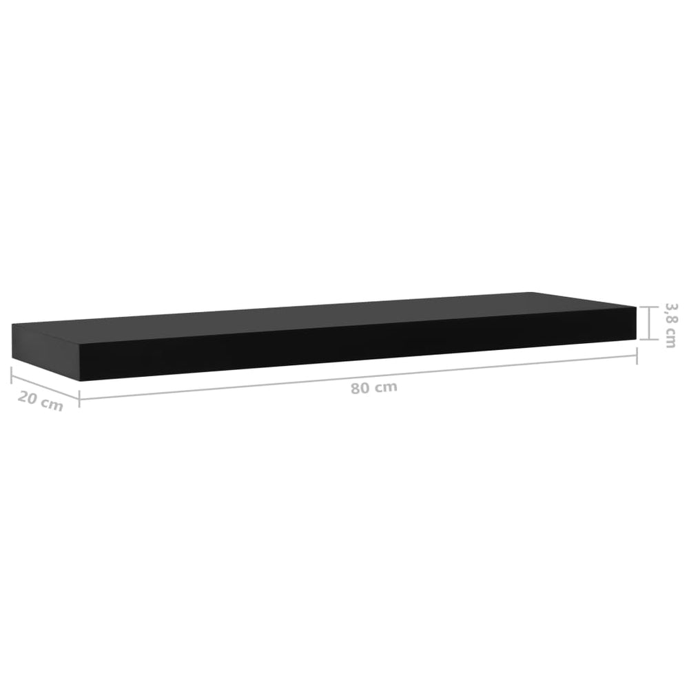 Wandschappen zwevend 2 st 80x20x3,8 cm zwart MeubelReus