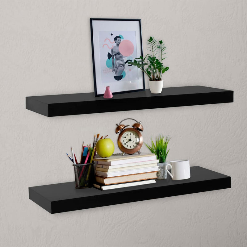 Wandschappen zwevend 2 st 80x20x3,8 cm zwart MeubelReus
