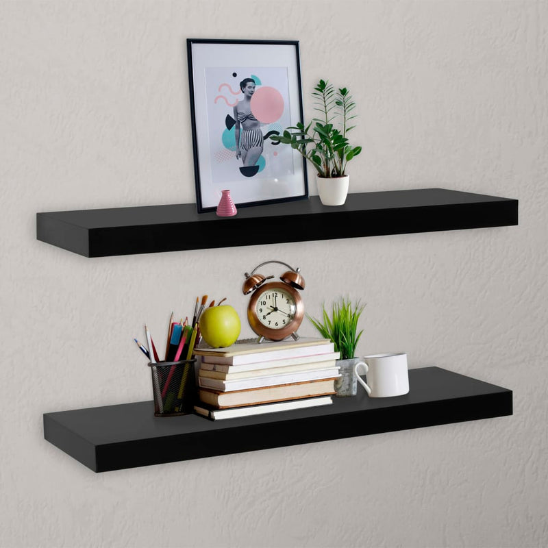 Wandschappen zwevend 2 st 100x20x3,8 cm zwart MeubelReus