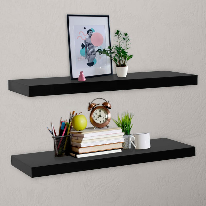 Wandschappen zwevend 2 st 120x20x3,8 cm zwart MeubelReus