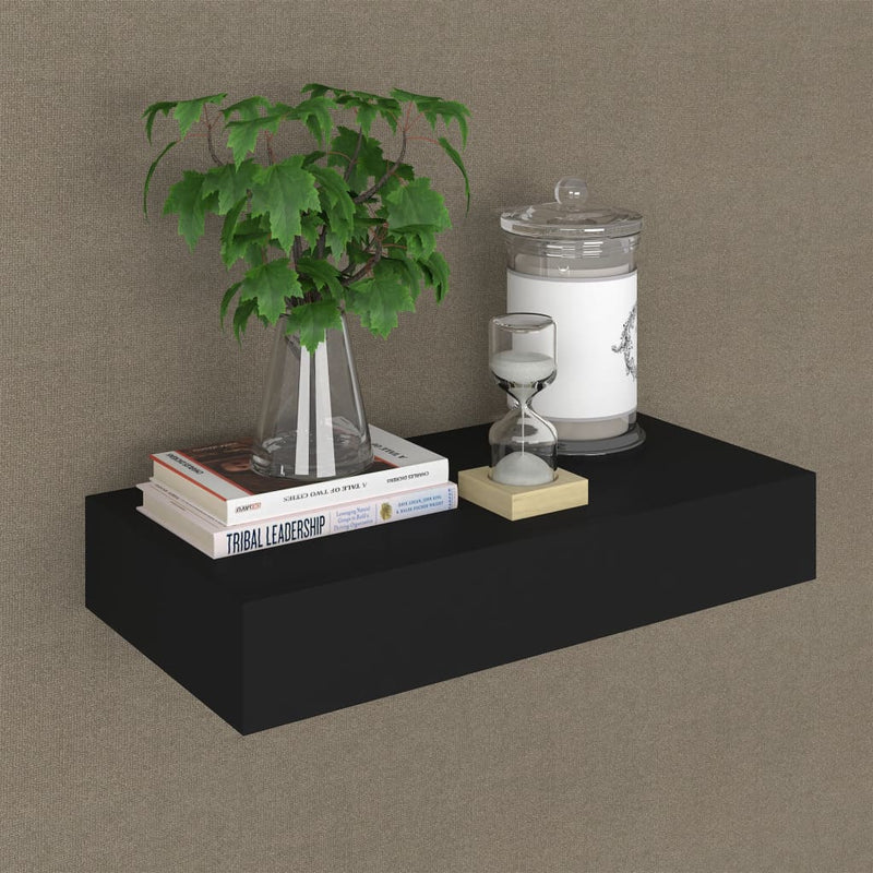 Wandschap met lade zwevend 48x25x8 cm zwart MeubelReus