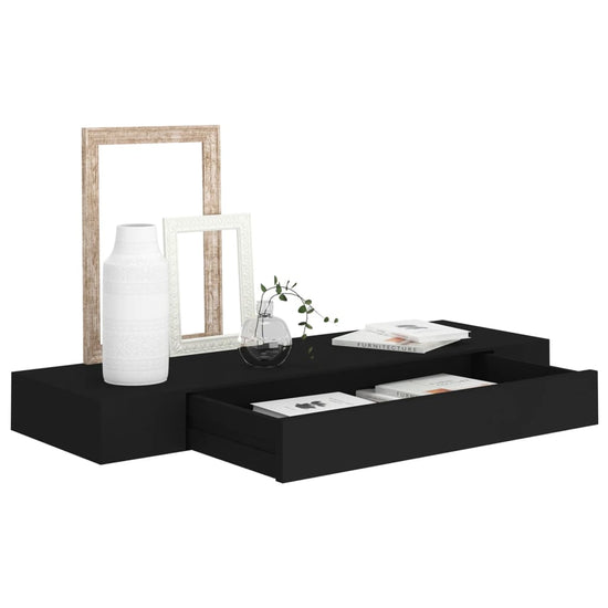 Wandschap met lade zwevend 80x25x8 cm zwart MeubelReus