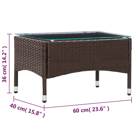 Salontafel 60x40x36 cm poly rattan bruin MeubelReus