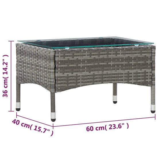Salontafel 60x40x36 cm poly rattan grijs MeubelReus