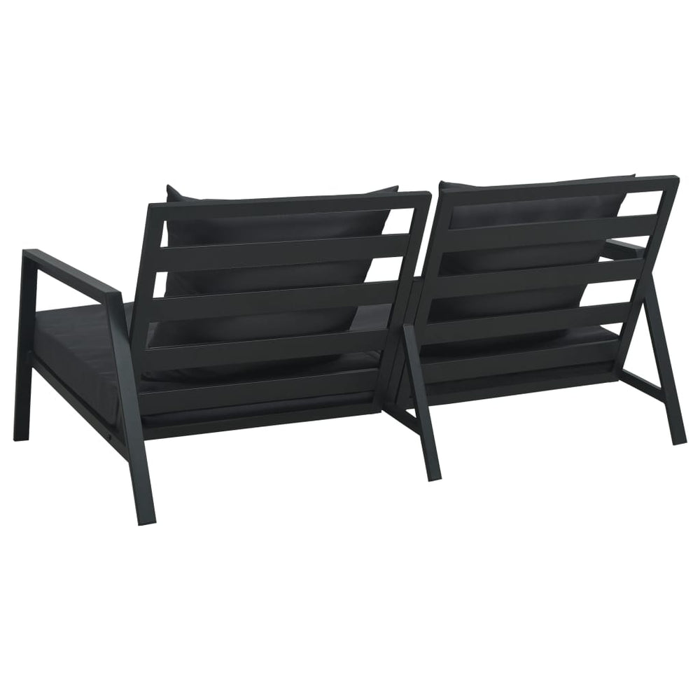 Tuinbank 2-zits met kussens aluminium donkergrijs MeubelReus