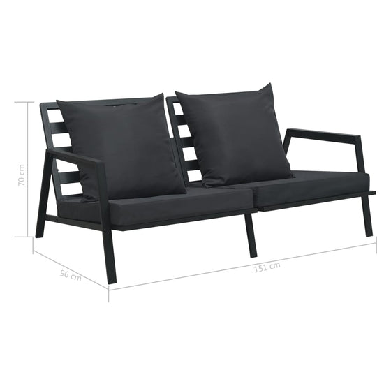 Tuinbank 2-zits met kussens aluminium donkergrijs MeubelReus