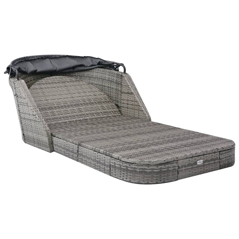 Ligbed met luifel poly rattan antraciet MeubelReus