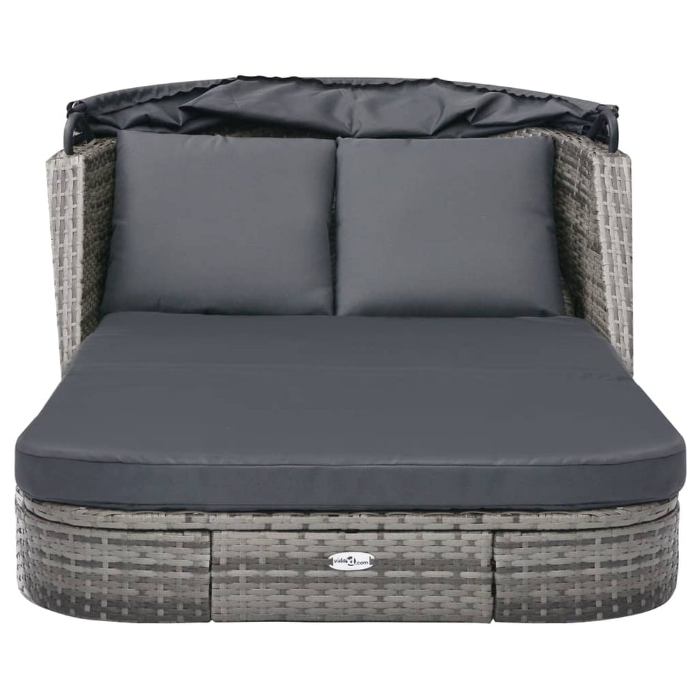 Ligbed met luifel poly rattan antraciet MeubelReus