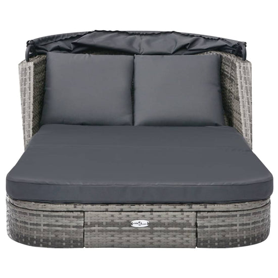 Ligbed met luifel poly rattan antraciet MeubelReus
