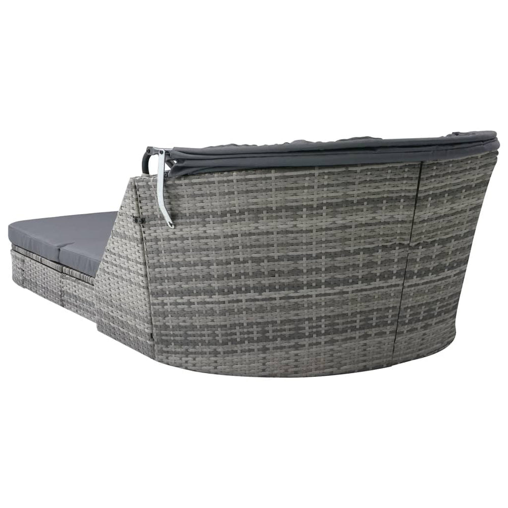 Ligbed met luifel poly rattan antraciet MeubelReus