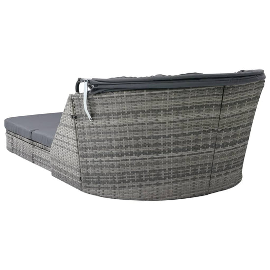 Ligbed met luifel poly rattan antraciet MeubelReus