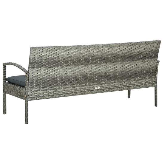 Tuinbank 3-zits met kussen poly rattan grijs MeubelReus